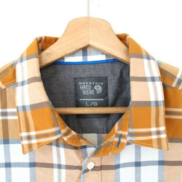 Mountain Hard Wear Mens Large Short Sleeve Orange Button Up Summer Shirt - Picture 3 of 4